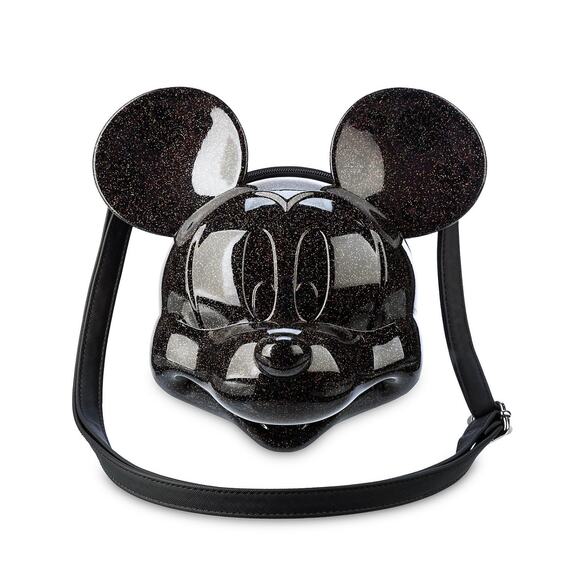 NWT Disney Parks Mickey Mouse Molded Loungefly Bag Black sparkle Glitter - Picture 1 of 9
